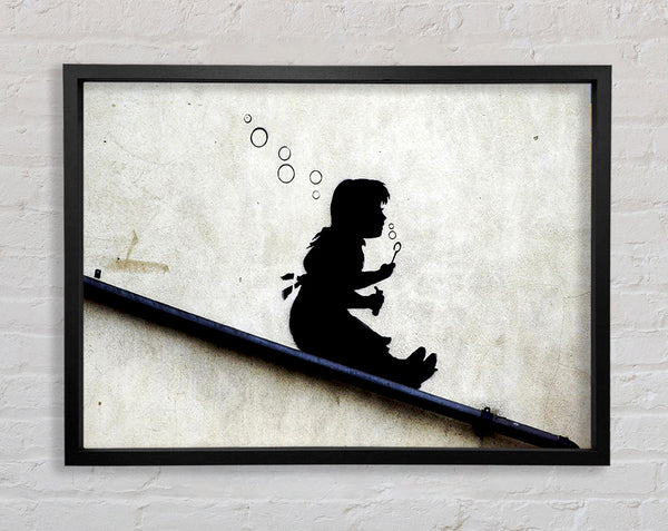 Banksy Drain Pipe Bubble Girl Framed Print
