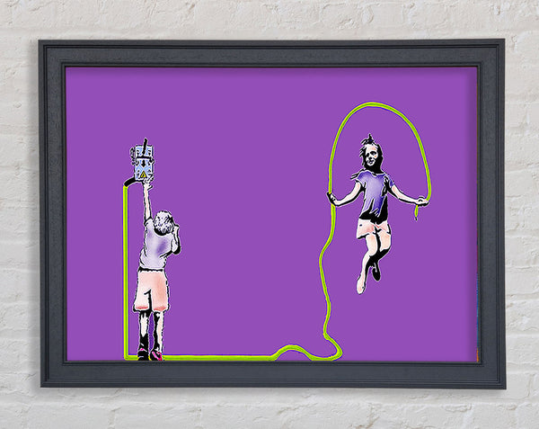 Banksy Electric Skipping Rope Purple Framed Print