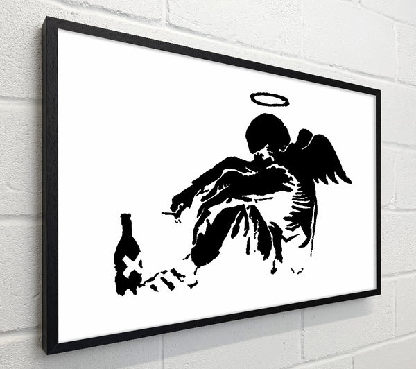 Banksy Fallen Angel Black White