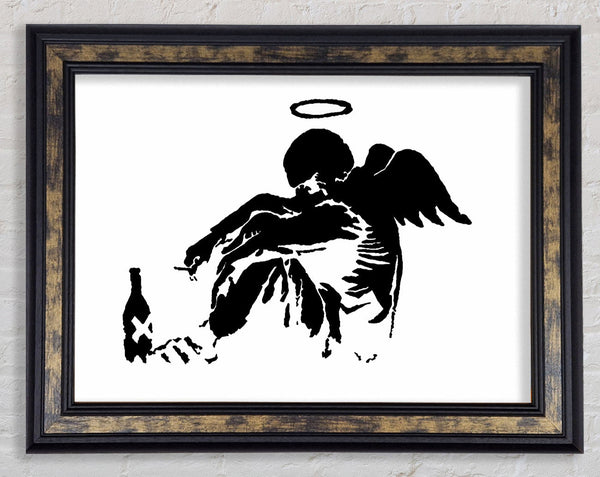 Fallen Angel Black White Framed Print