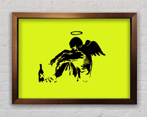 Banksy Fallen Angel Lime Framed Print