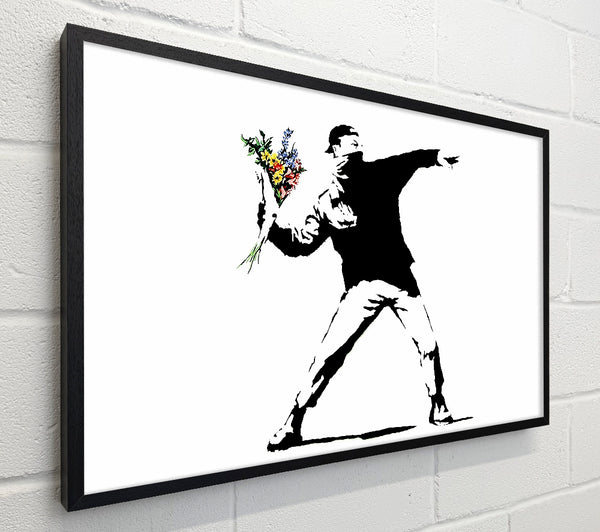 Banksy Flower Thrower White