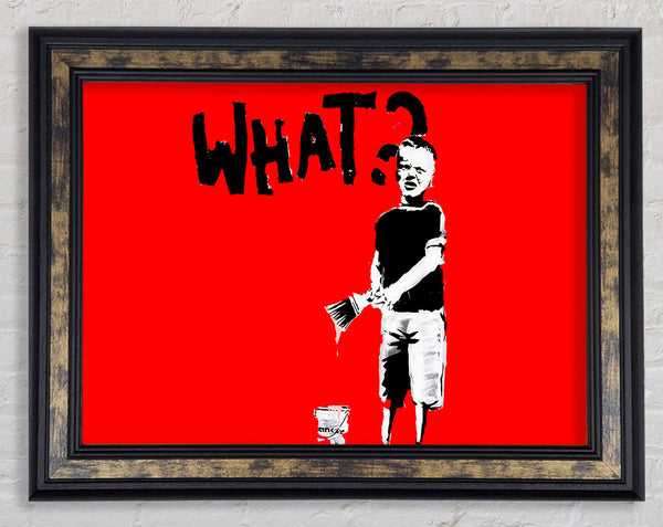 Graffiti Kid What Red Framed Print