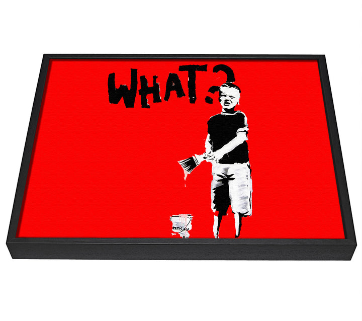 A picture of a Graffiti Kid What Red framed canvas print sold by Wallart-Direct.co.uk