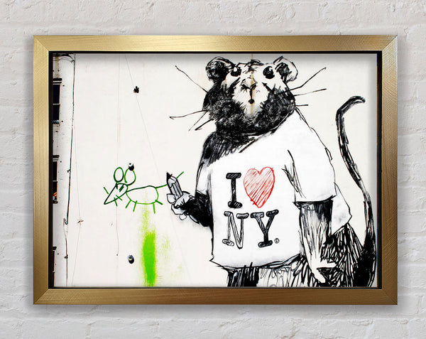 Banksy I Love New York Rat Framed Print