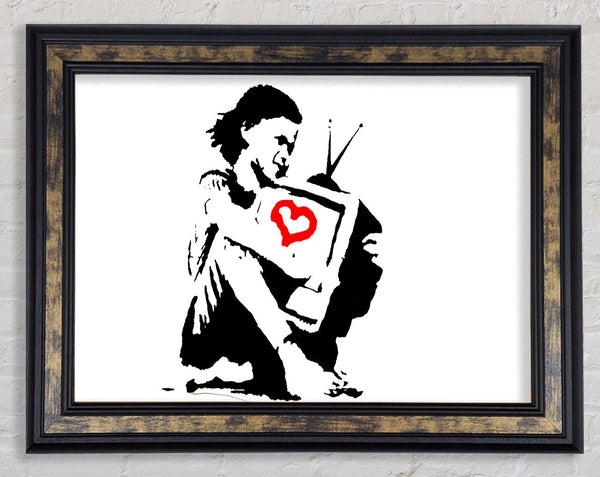 I Love Tv White Framed Print