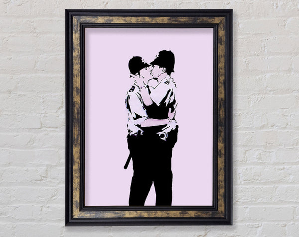 Kissing Coppers Pink Framed Print