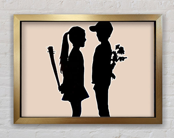 Banksy Love War Kids Framed Print