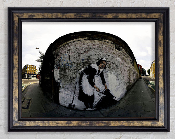Maid Sweeping It Under The Carpet Framed Print