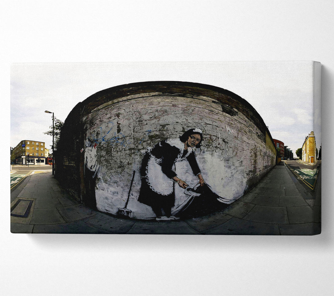  A Canvas Print of Banksy Maid Sweeping It Under The Carpet Canvas Art