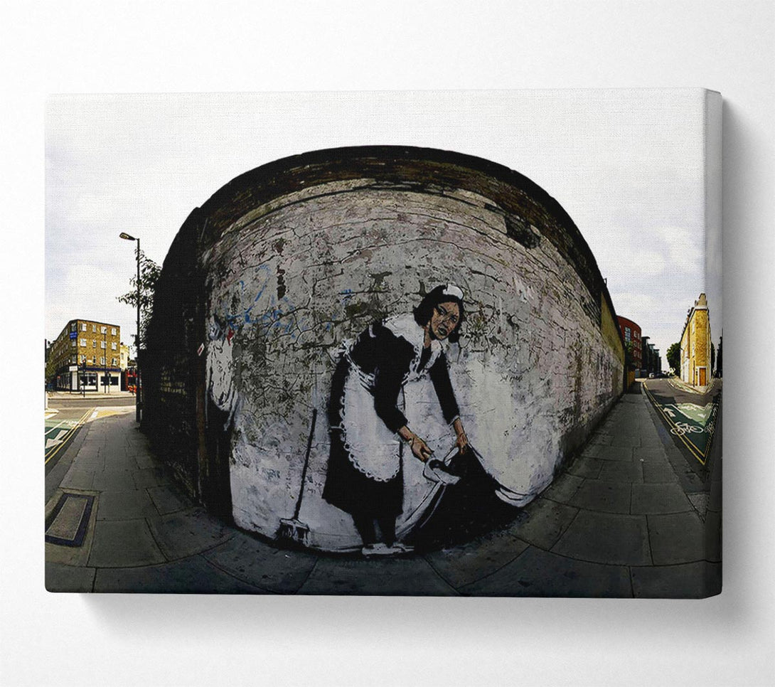  A Canvas Print of Banksy Maid Sweeping It Under The Carpet Canvas Art