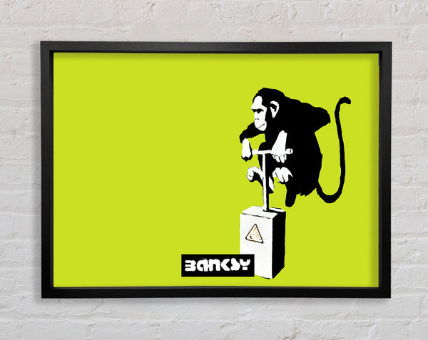 Banksy Monkey Detonator Lime Framed Print