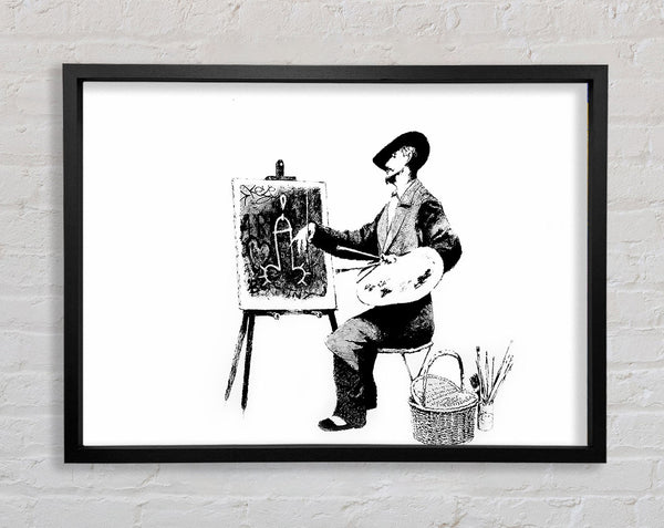 Banksy New Age Artist Easel Framed Print