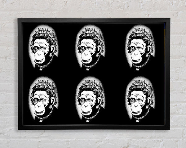 Banksy Queen Monkey Framed Print