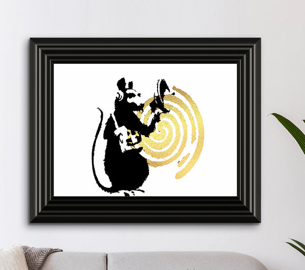 Radar Rat Banksy Gold Foil Print