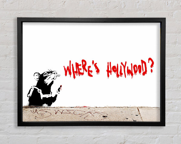 Banksy Rat Wheres Hollywood Framed Print