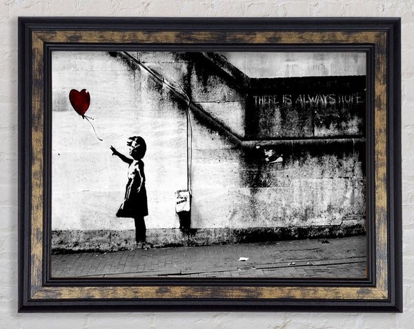 Red Heart Balloon Girl Framed Print