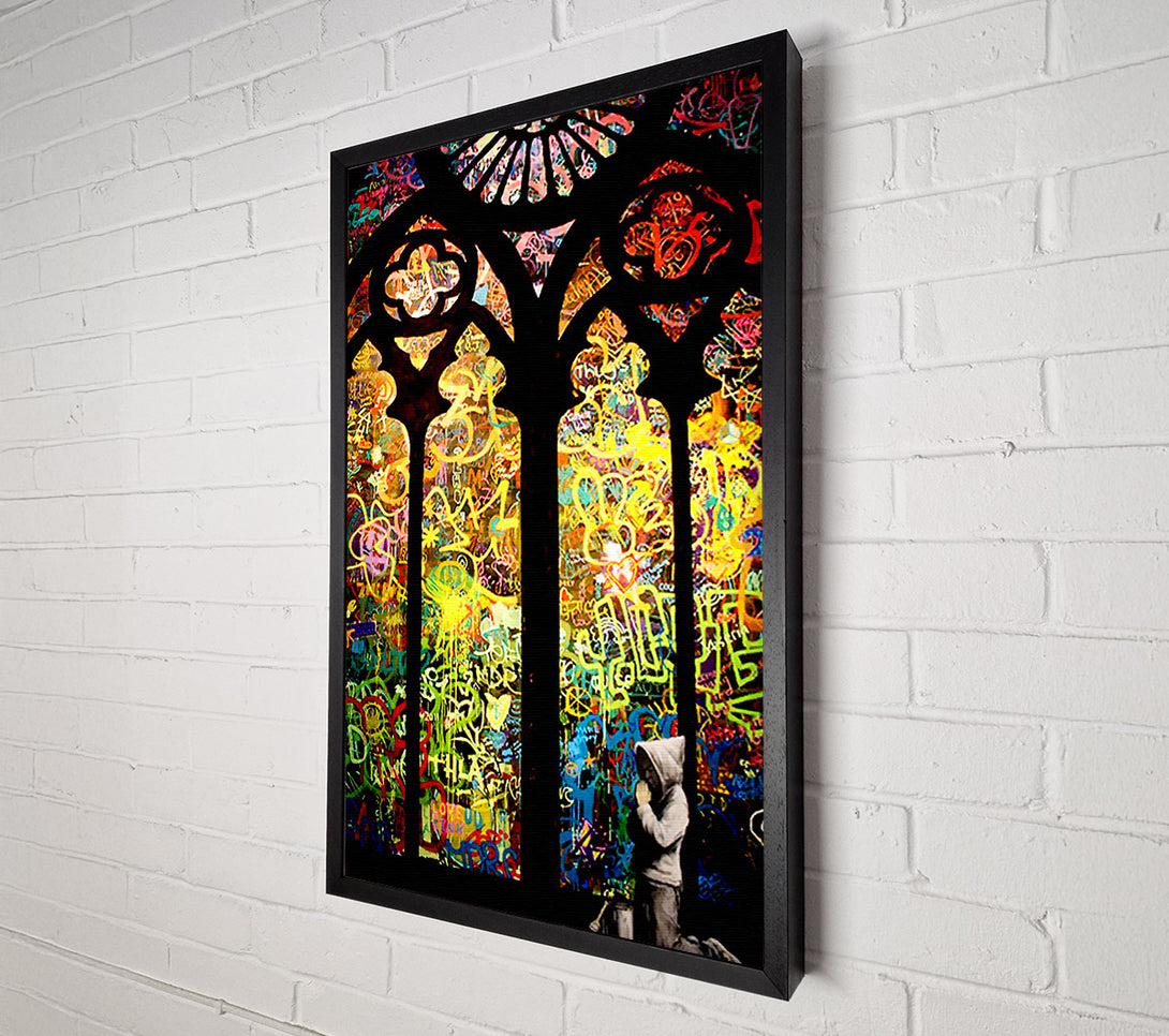  A Canvas Print of Banksy Stained Glass Graffiti Canvas Print