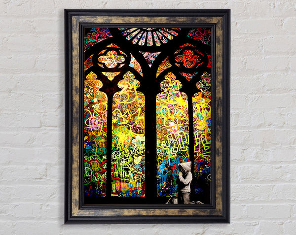 Stained Glass Graffiti Framed Print