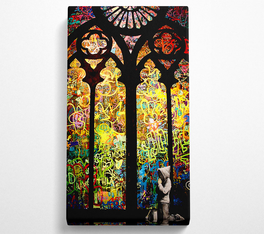  A Canvas Print of Banksy Stained Glass Graffiti Canvas Print