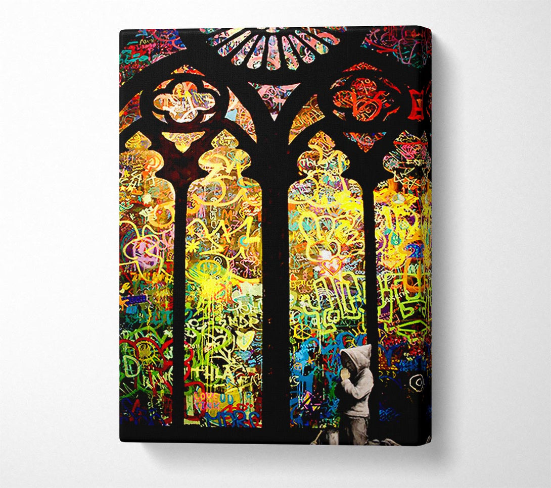  A Canvas Print of Banksy Stained Glass Graffiti Canvas Print