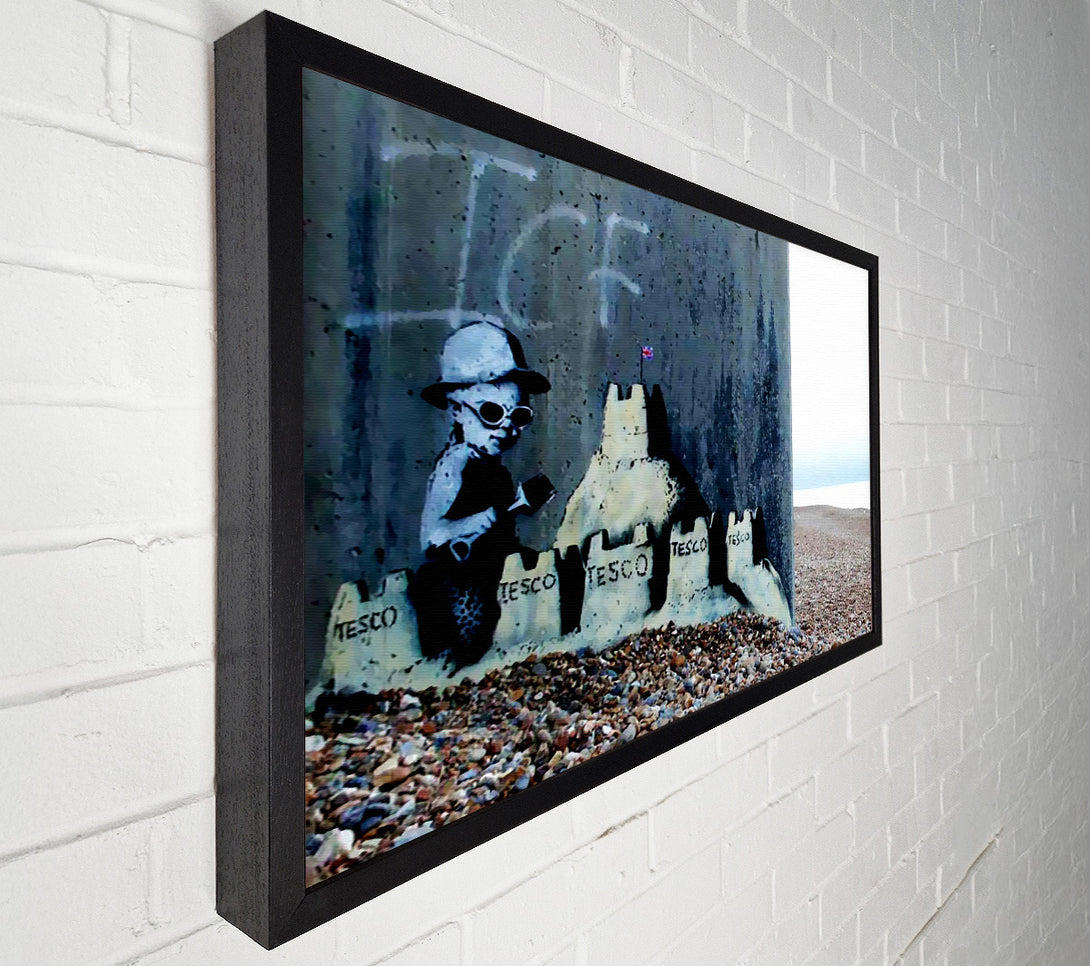  A Canvas Print of Banksy Tesco Sandcastle Canvas Wall Art