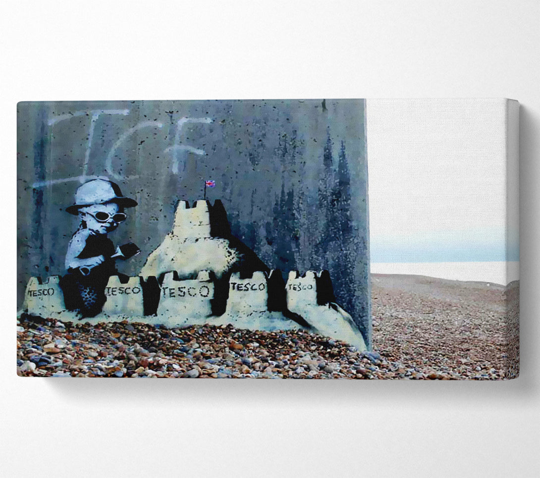  A Canvas Print of Banksy Tesco Sandcastle Canvas Wall Art