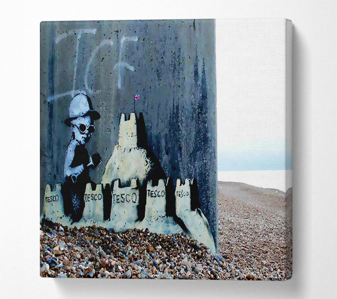  A Canvas Print of Banksy Tesco Sandcastle Canvas Wall Art