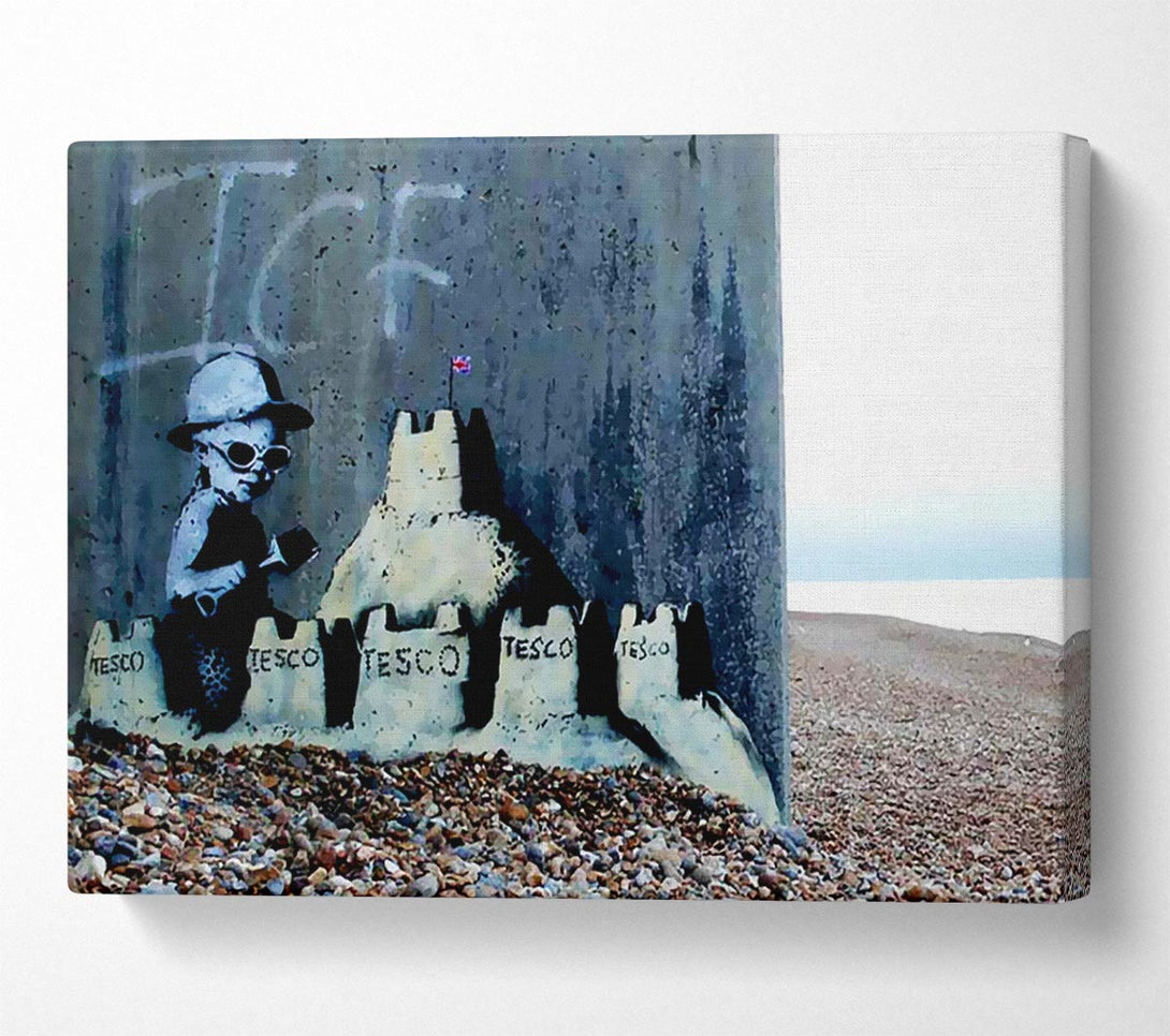  A Canvas Print of Banksy Tesco Sandcastle Canvas Wall Art