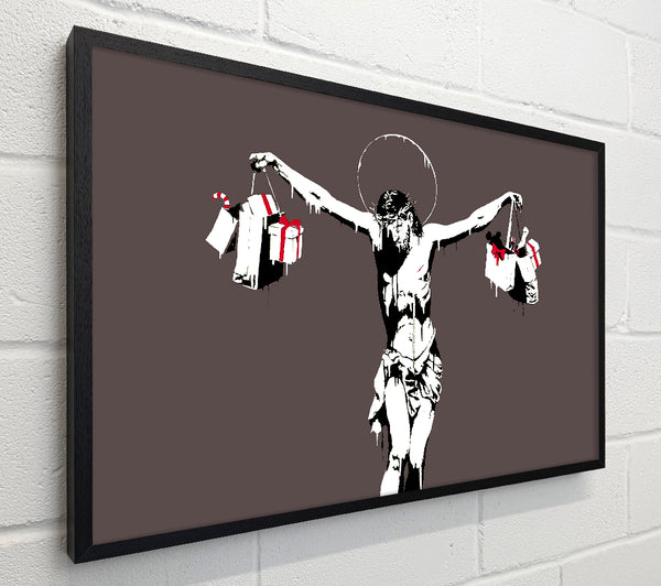 Banksy Thank Christ For Shopping (Landscape) Grey