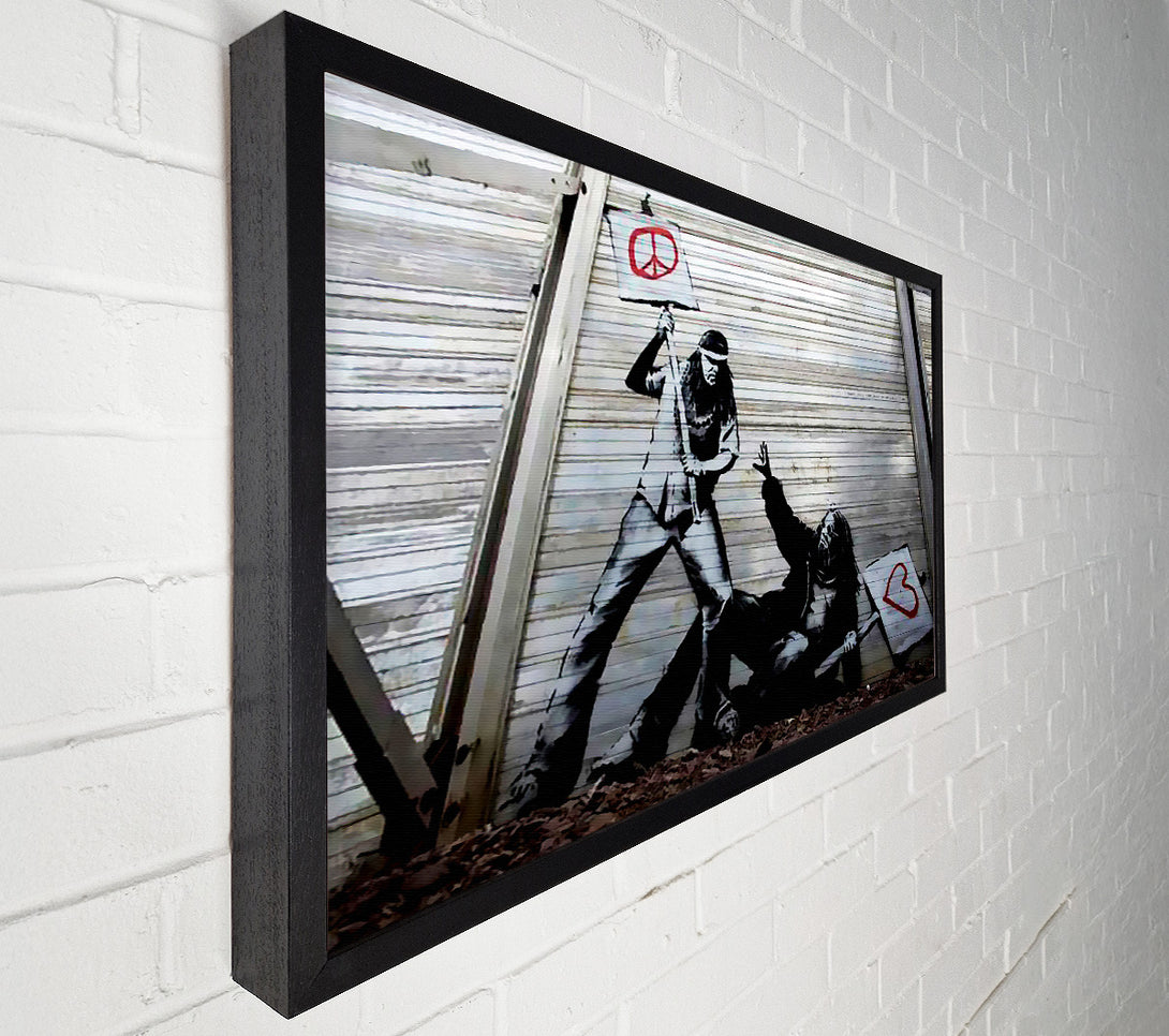  A Canvas Print of Banksy Wheres The Hippy Love Canvas Print