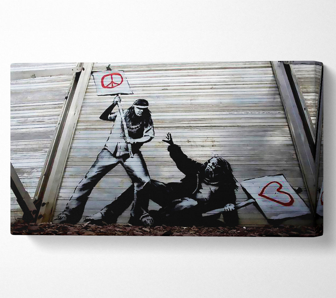  A Canvas Print of Banksy Wheres The Hippy Love Canvas Print