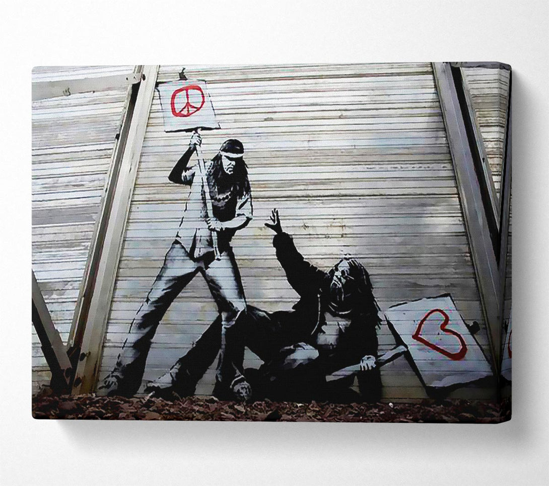  A Canvas Print of Banksy Wheres The Hippy Love Canvas Print