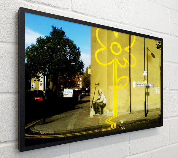 Banksy Yellow Flower Lines
