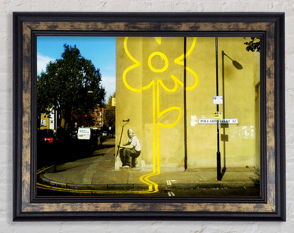 Yellow Flower Lines Framed Print