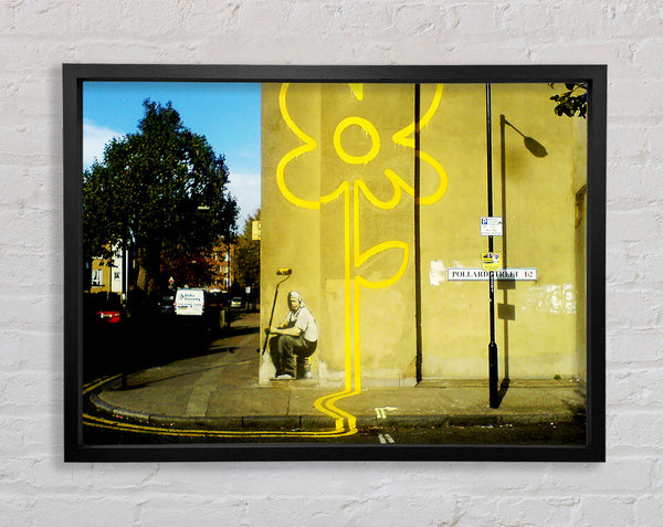 Banksy Yellow Flower Lines