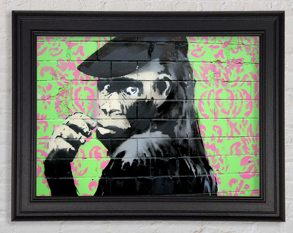 Banksy Monkey Cap Framed Print