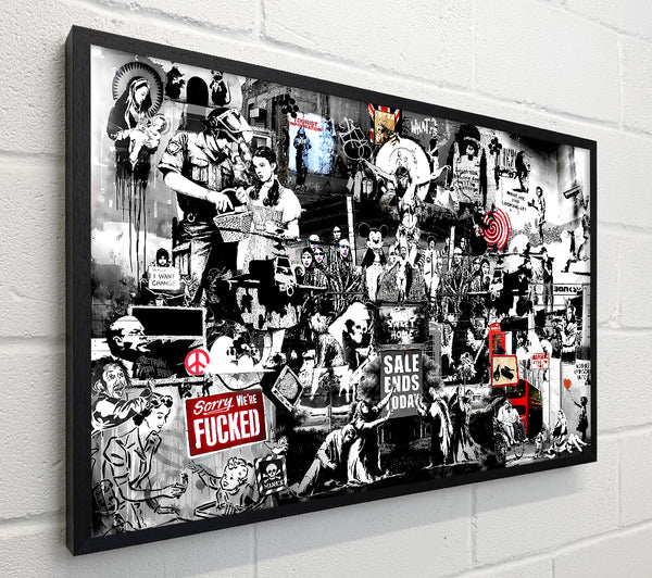 Banksy Collage 1 B n W