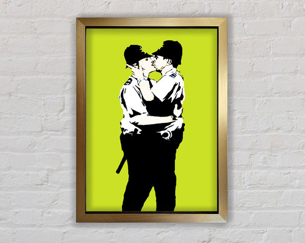 Banksy Bent Coppers Lime Framed Print