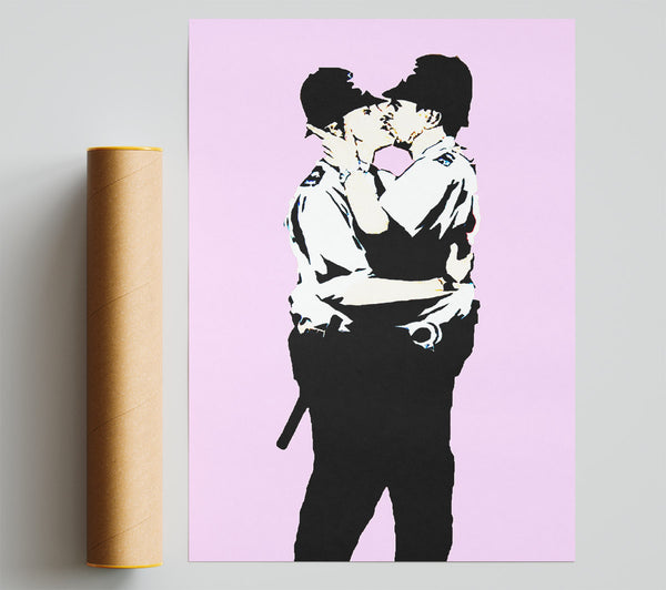 Banksy Bent Coppers Pink Giclee Print