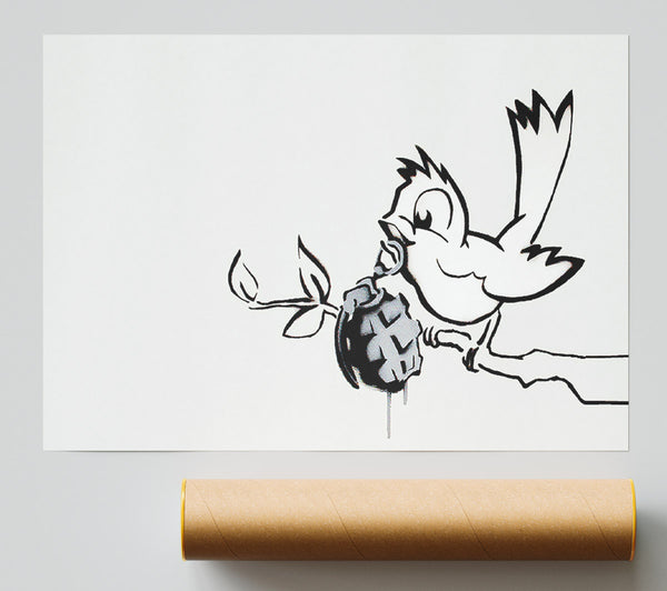 Banksy Bird Granade Giclee Print