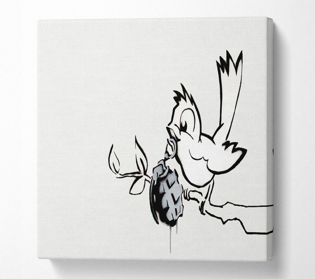  A Canvas Print of Banksy Bird Granade Canvas Art