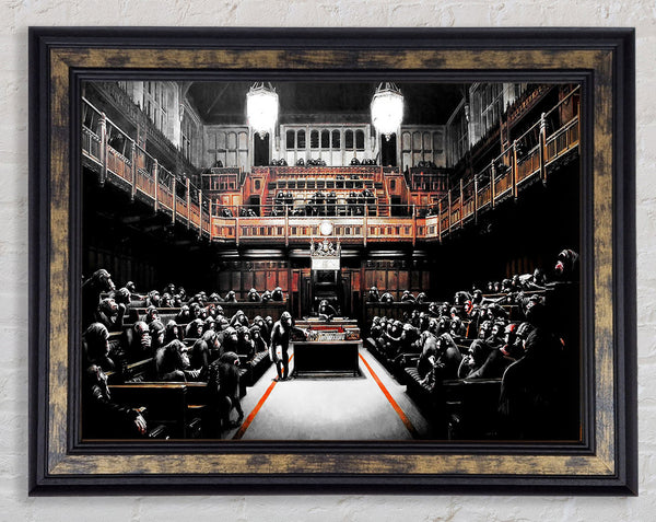 Chimps Houses Of Parliament Framed Print