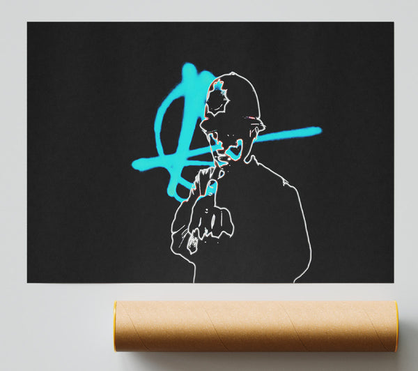 Banksy Copper Finger Black Poster