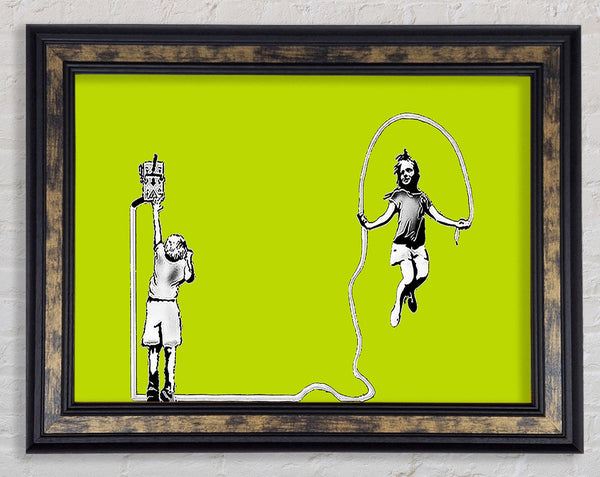 Electric Skipping Rope Lime Green Framed Print