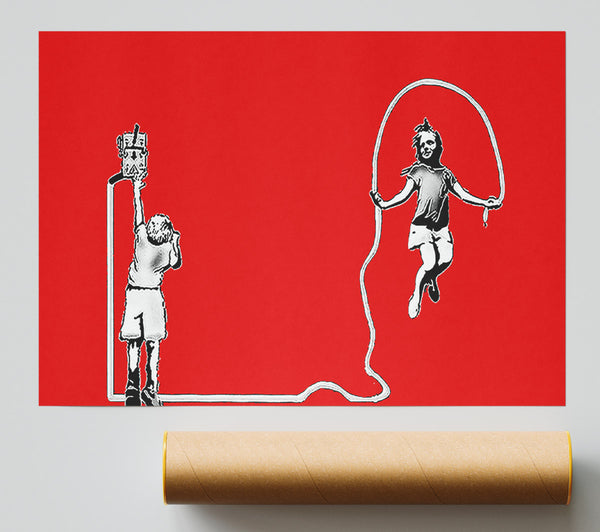 Banksy Electric Skipping Rope Red Giclee Print
