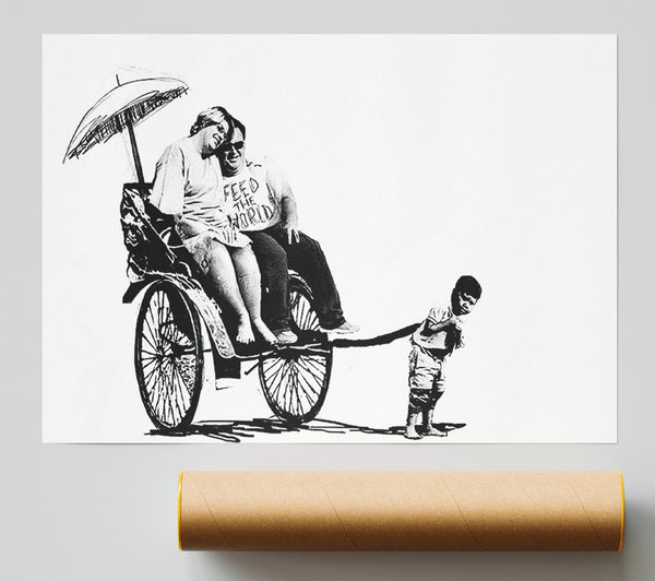 Banksy Feed The World B N W Print