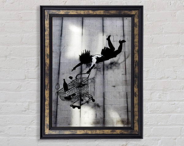 Flying Shopping Trolley Framed Print