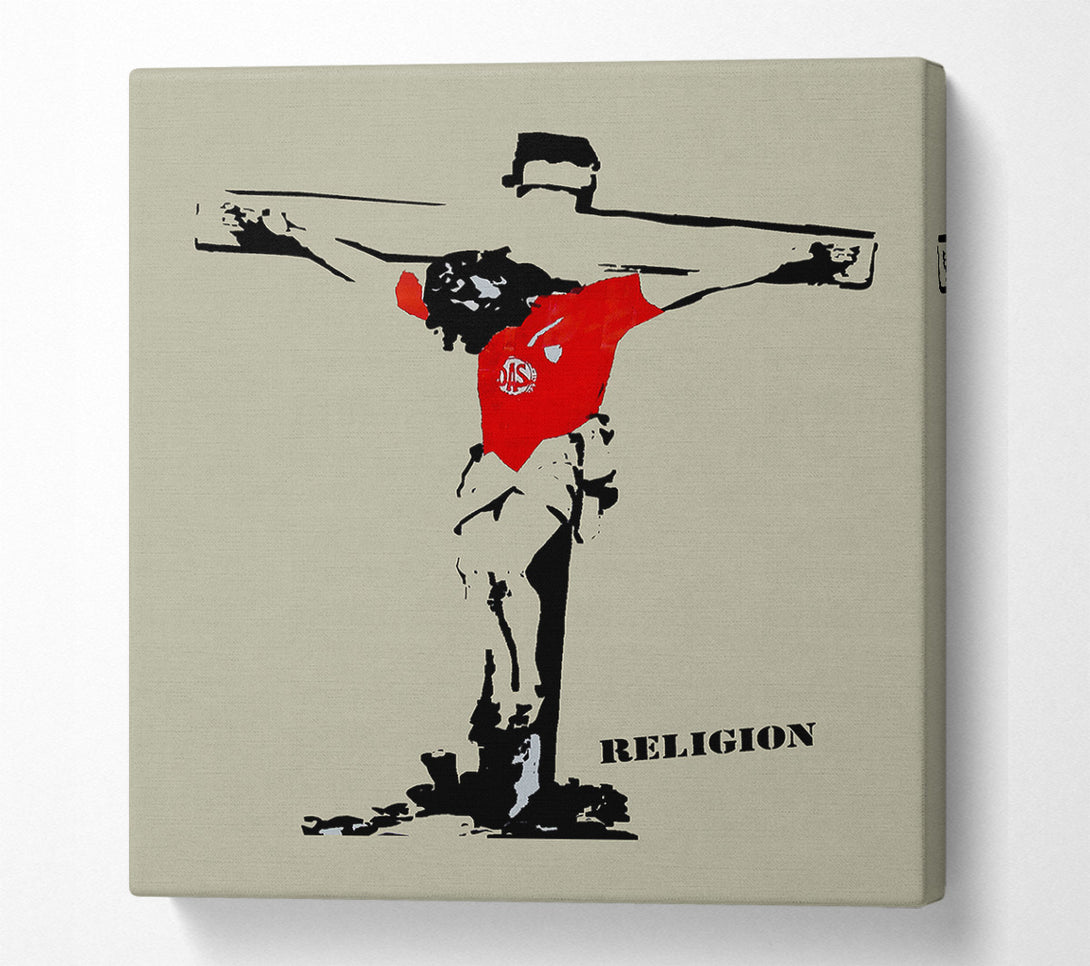  A Canvas Print of Banksy Football Religion Canvas Print