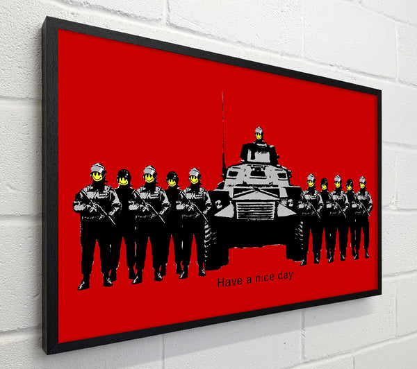 Banksy Have A Nice Day Army Tanks Red